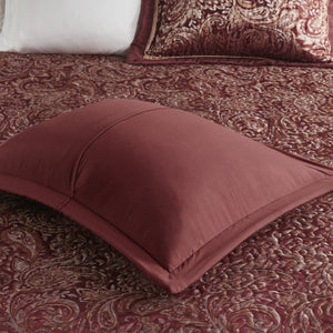 English Elm 5 Piece Aubrey Reversible Jacquard Bedspread Set King with Paisley Motif, Gold Sheen, Quilted Elegance Burgundy 22.83 L x 18.11 W x 8.27 H B03597643