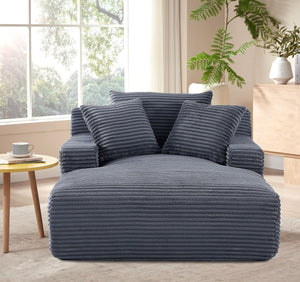 English Elm Cloudline Oversized Chaise Lounge Chair with Soft Corduroy Full Foam Cushioning, No Assembly Required Grey B2735P271453