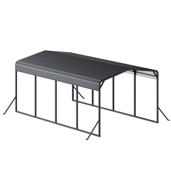 English Elm 12x20ft Steel Peak Roof Carport Heavy Duty Outdoor Shelter for Trucks Boats and Events W1820S00013