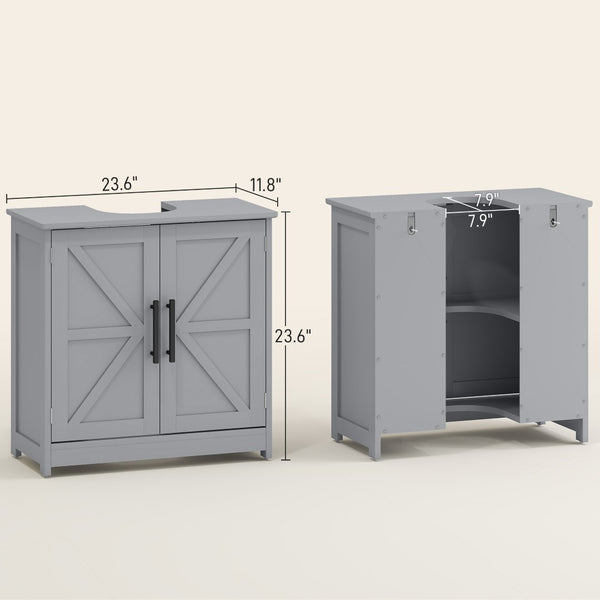English Elm Bathroom Under Sink Cabinet Dark Green Mdf with Double Doors and Adjustable Shelf T3971P401676