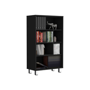 English Elm Bookcase with Six Spacious Shelves and Sturdy Legs for Compact Rooms, Durable Engineered Wood Design Black 37.01 L x 25.2 W x 2.76 H B097P250871