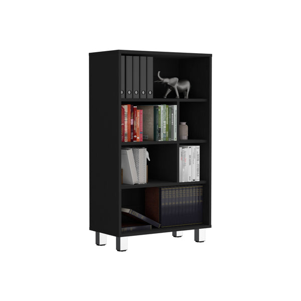English Elm Bookcase with Six Spacious Shelves and Sturdy Legs for Compact Rooms, Durable Engineered Wood Design Black 37.01 L x 25.2 W x 2.76 H B097P250871