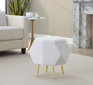 English Elm Ottoman Upholstered Storage Footrest with Metallic Legs for Living Room Bedroom Light Grey B202P471508