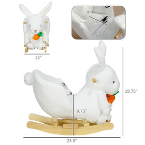 English Elm Qaba Bunny Rocker Toddler Ride on with Velvet Plush Carrot Toy and Realistic Sounds W2225P217693