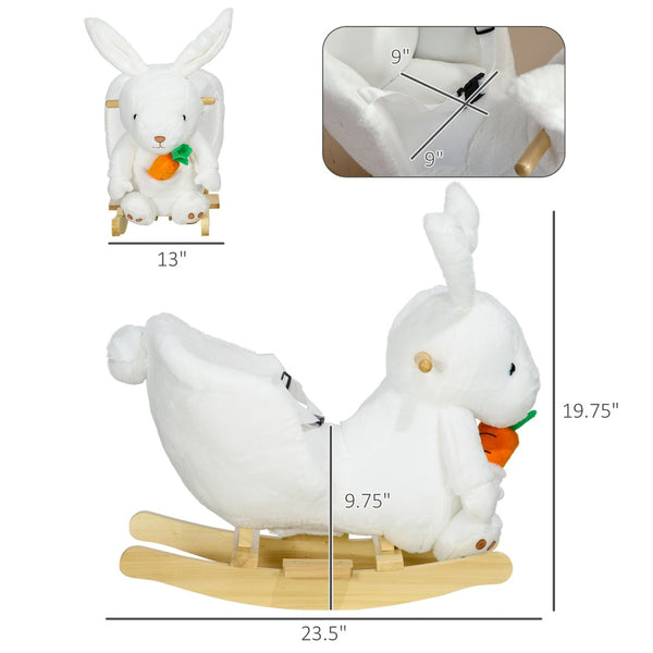 English Elm Qaba Bunny Rocker Toddler Ride on with Velvet Plush Carrot Toy and Realistic Sounds W2225P217693