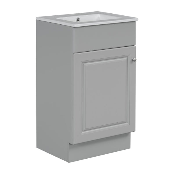 English Elm [video] Compact Sage Green Bathroom Vanity with Ceramic Sink Soft Close Cabinet Grey N759P237932E
