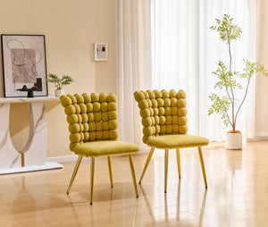 English Elm Ergonomic Velvet Accent Chair Tufted Bubble Weave Gold Legs Glam Seating W3875P446138