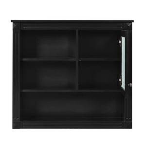 English Elm 32'' Bathroom Wall Cabinet Mirror — 32-inch Wall-Mounted Medicine Cabinet with Adjustable Shelves for Streamlined Bathroom Storage and Stylish Organization Black N710P254922B