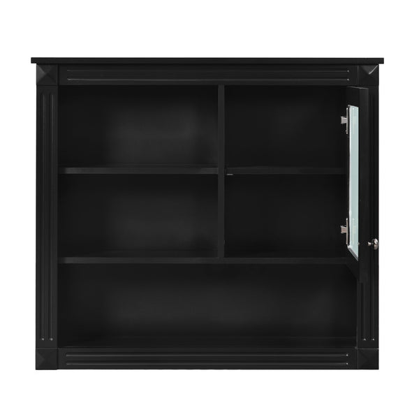 English Elm 32'' Bathroom Wall Cabinet Mirror — 32-inch Wall-Mounted Medicine Cabinet with Adjustable Shelves for Streamlined Bathroom Storage and Stylish Organization Black N710P254922B