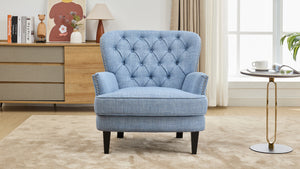 English Elm Christopher Knight Home® - Mirod Vintage Upholstered Lounge Chair with Tufted Back and Nailhead Trim, Solid Wood Legs, Cozy Comfort Light Blue N760P253374L