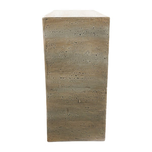English Elm 32.3x14.2x29.9" Arched Sculptural Console Faux Travertine Stone Entryway Table W2078P442934