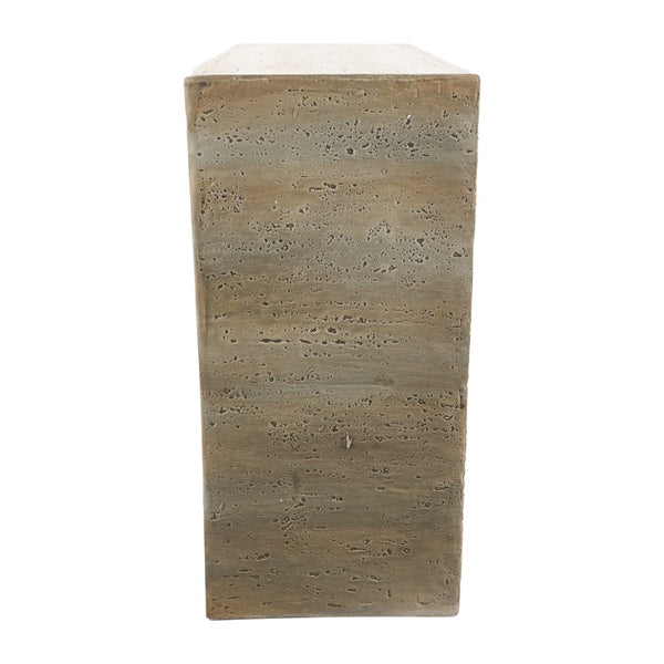 English Elm 32.3x14.2x29.9" Arched Sculptural Console Faux Travertine Stone Entryway Table W2078P442934