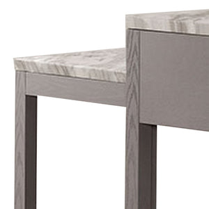 English Elm 39 Inch Counter Height Kitchen Island with Faux Marble Top and Felt Lined Drawer B056P416834