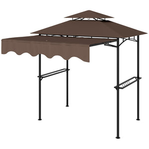 English Elm Outdoor Grill Gazebo with Vented Double Canopy Side Awning and Steel Frame T3971P399111