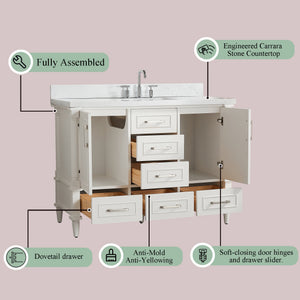 English Elm Fully Assembled 48'' Freestanding Single Bathroom Vanity With Two Handle Sets For Easy Customization W1826P308991