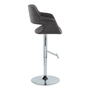 English Elm Vintage Mid-Century Adjustable Barstools Set of 2 — Charcoal Fabric, Chrome T-Foot, 360° Swivel Comfort B202S01071