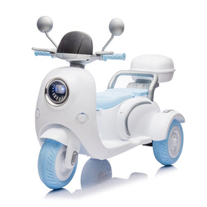 English Elm 12v Dual Motor Two Seater Kids Electric Ride on Motorcycle with Bluetooth Led and Trunk Blue W1578P268023