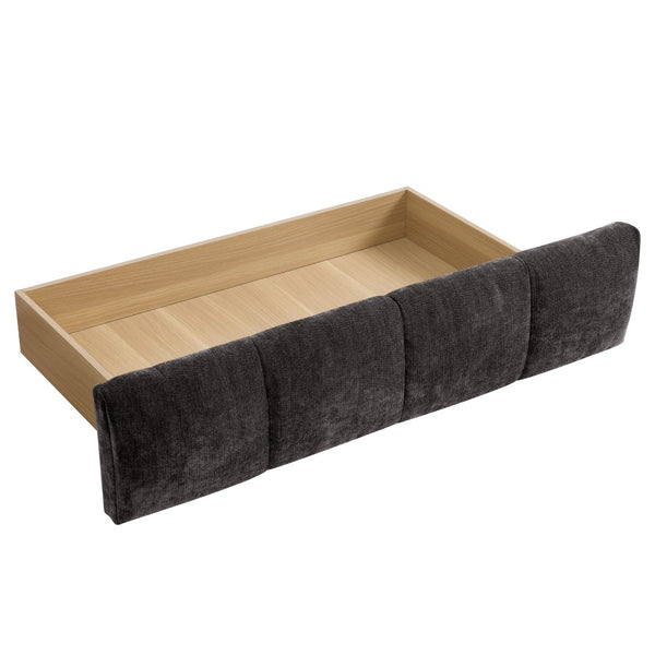 English Elm Queen Chenille Upholstered Platform Bed with Storage Drawers and Padded Headboard Dark Gray W487P235286