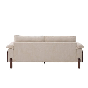 English Elm 83.5 In. Three Seat Boucle Sofa with Looped Texture and Lumbar Support for Living Rooms Beige N773IS00096B