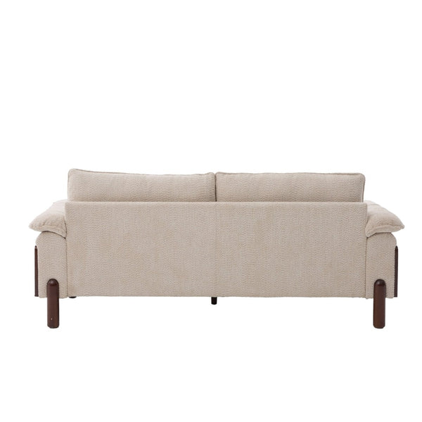English Elm 83.5 In. Three Seat Boucle Sofa with Looped Texture and Lumbar Support for Living Rooms Beige N773IS00096B
