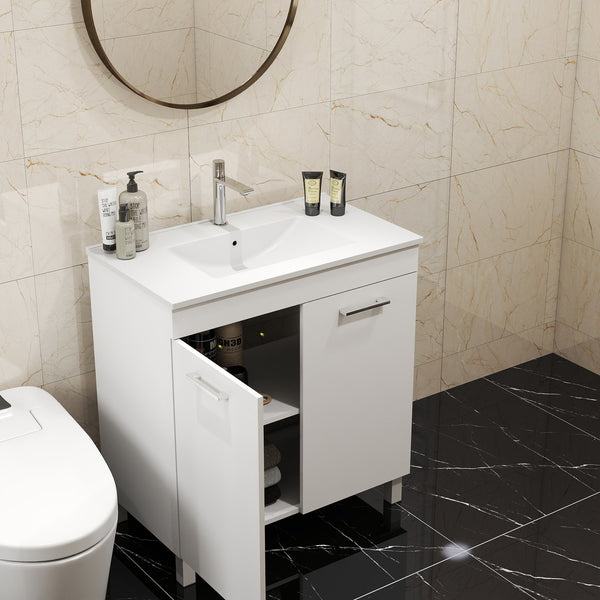 English Elm 32-Inch Floor-Mounted Bathroom Vanity With Sink Combo - Elegant Design, Soft-Close Doors, Adjustable Feet W3151S00031