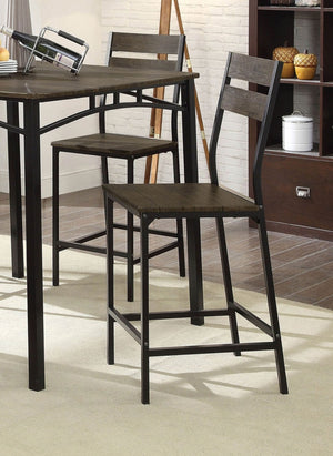 English Elm Black Metal Frame 5pc Counter Height Dining Set with Weathered Wood Top & Industrial Antique Charm B011P320850