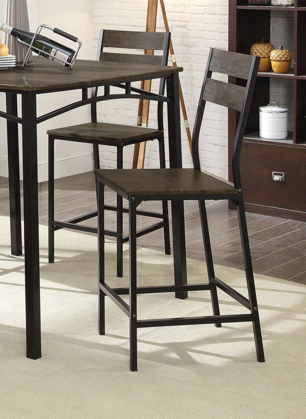 English Elm Black Metal Frame 5pc Counter Height Dining Set with Weathered Wood Top & Industrial Antique Charm B011P320850