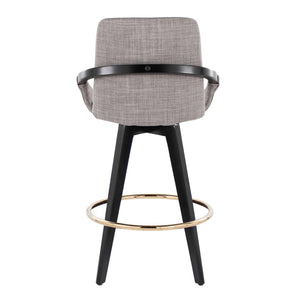 English Elm Fixed-height Swivel Counter Stools with Faux Leather Seats and Chrome Footrest Set of 2 B202S01805