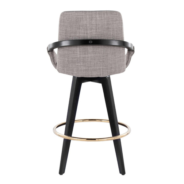English Elm Fixed-height Swivel Counter Stools with Faux Leather Seats and Chrome Footrest Set of 2 B202S01805