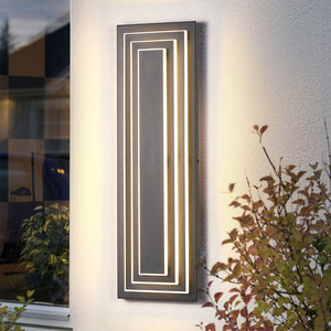 English Elm 23.6 Modern 3-Tier Outdoor Wall Light 24W LED Matte Black Waterproof Sconce Warm 3000K Ambiance W2312P389973