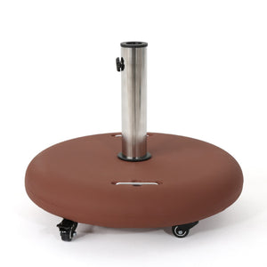 English Elm Wheelie Concrete Outdoor Umbrella Base with Locking Casters for Patio Stability Terracotta 60454.00RED