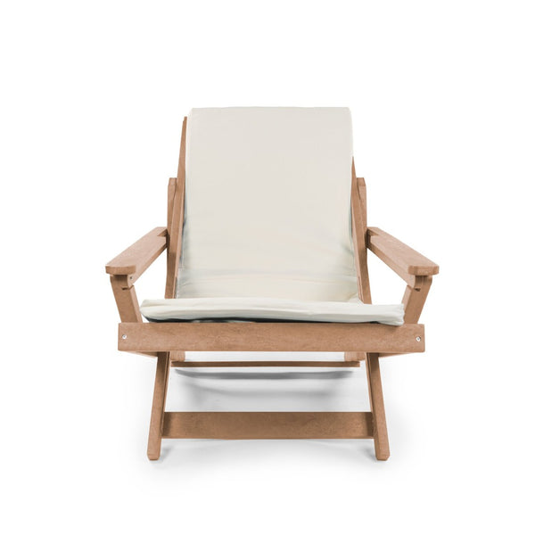English Elm Pinecrest Outdoor Folding Lounge Chair Recycled Hdpe Reclining Patio Seat with Cushion Teak B2745P409694