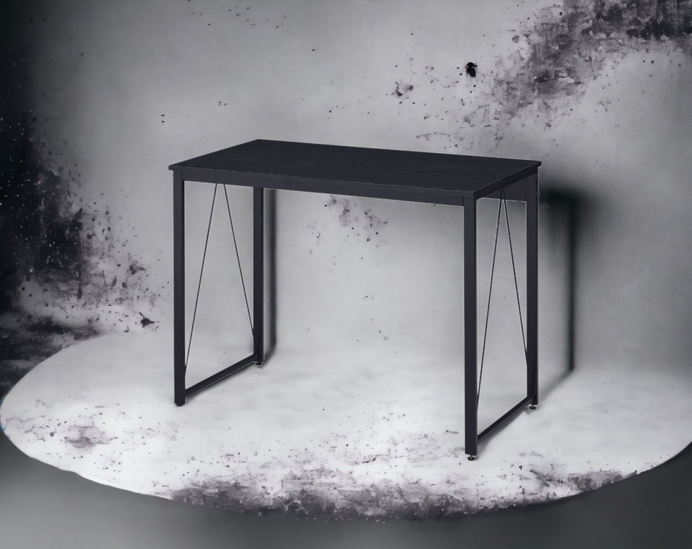 English Elm Zaidin Matte Black Writing Desk with V-shaped Metal Base for Home Office or Dorm B2726P243684