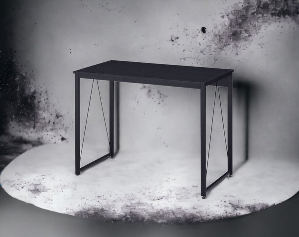 English Elm Zaidin Matte Black Writing Desk with V-shaped Metal Base for Home Office or Dorm B2726P243684