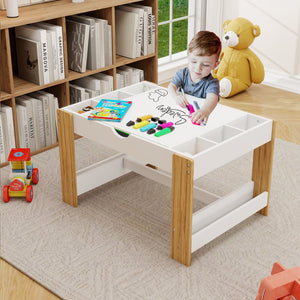 English Elm Kids 2-In-1 Play Table With 7 Storage Spaces, Lego-Compatible Surface, Modern Design For Creative Play W282P182331