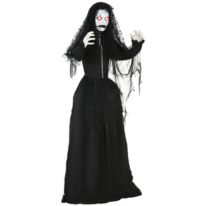 English Elm Homcom 67" Life-Size Animated Ghost Bride With Creepy Sounds, Red Eyes, And Touch Activation For Halloween Fun! W2225P229495