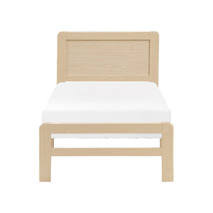English Elm 1pc Contemporary Finish Queen Size Platform Bed Frame with Slats, Clean Headboard, Modern Wood Appeal Natural 47 L x 19 W x 7 H B011P353120