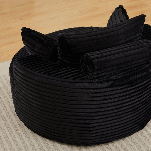 English Elm 50"l Corduroy Oversized Sleeper Chair with Neck Pillow Support for Lounge or Bedroom Black W834P405865