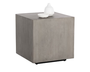 Sunpan Frezco Side Table - Modern Minimalist Design in Solid Mango Wood with Floating Plinth Base Grey