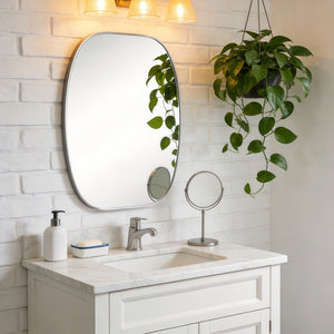 English Elm 30x40 Oval Wall Mirror Slim Metal Frame Distortion Free Glass Bathroom Entryway Accent Silver W2203P476483
