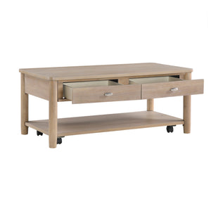 English Elm Classic Wooden End Table with Drawer and Open Shelf, 24" Square Accent Table for Living Room Natural 51.5 L x 27.5 W x 11.25 H B011P285306