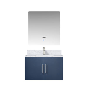 English Elm Navy Bath Vanity 30"W x 22"D with Carrara Marble Top, Chrome Faucet, Scratch-Resist Counter, 30" LED Mirror B2731S01243