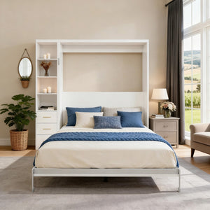English Elm Diy Queen Murphy Bed with Integrated Workspace Desk for Studio and Home Office W5290S00005