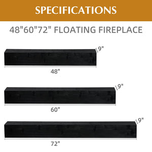 English Elm 48'' Solid Fir Wood Floating Mantel Shelf Farmhouse Style for Living Room Walls Black W2640P386614