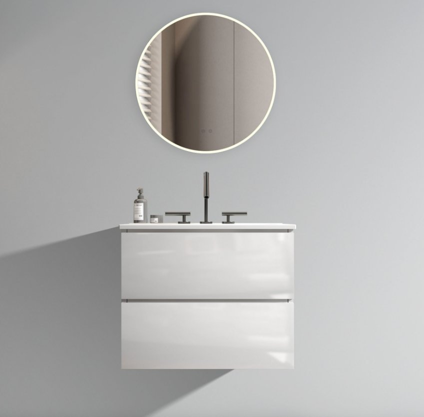 English Elm TIA 24" Wall Mount Glossy White Bathroom Vanity with One-Piece Ceramic Sink, 20% More Storage, Soft-Close Drawers W1865S00063