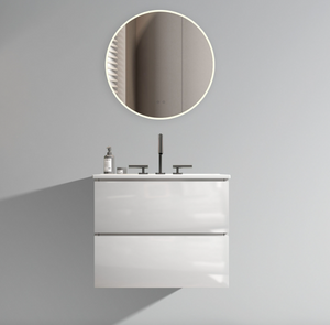 English Elm TIA 24" Wall Mount Glossy White Bathroom Vanity with One-Piece Ceramic Sink, 20% More Storage, Soft-Close Drawers W1865S00063