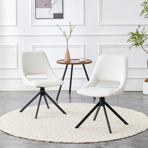 English Elm Dining Chairs Set Of 2 - Elegant Swivel Design With Scratch-Resistant Leather & Metal Frame, White W3493P347179