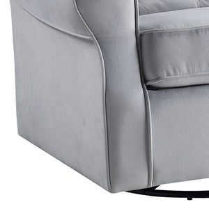 English Elm Zeger Gray Fabric Glider Chair with Swivel, Plush Upholstery, Nail-Head Detail & Side Pocket Options B2726P242563