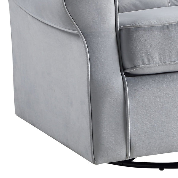 English Elm Zeger Gray Fabric Glider Chair with Swivel, Plush Upholstery, Nail-Head Detail & Side Pocket Options B2726P242563