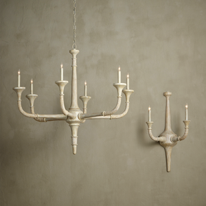 Aleister Chandelier - Coastal Sandstone Finish with Abaca Rope, Wrought Iron, and Adjustable Height